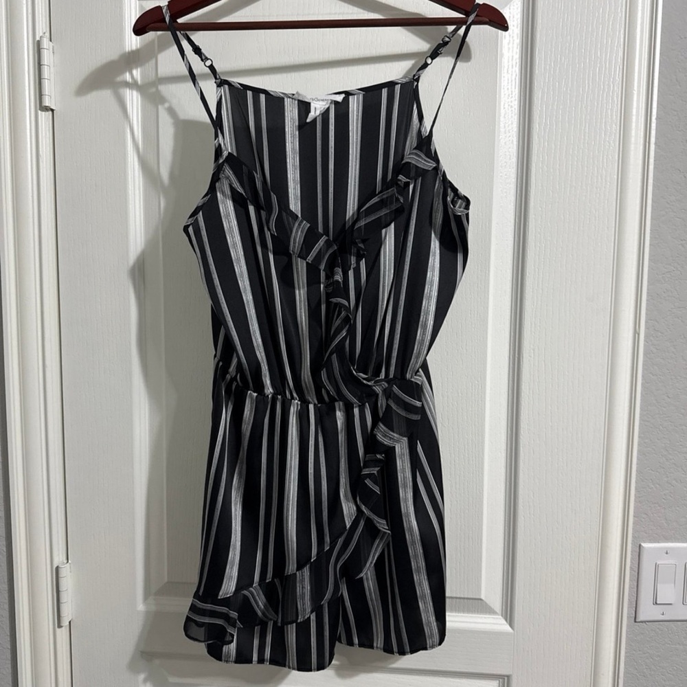 BCBGeneration Black and White Striped romper